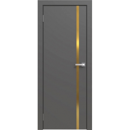Дверь межкомнатная Эмаль Line-2 (Графит/ Золотой молдинг)